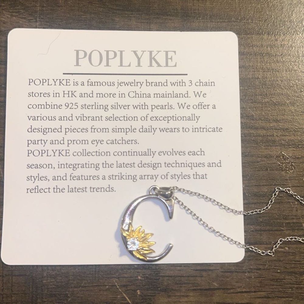 Sterling silver C necklace